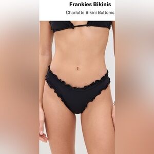 🆕 Frankies Bikinis Charlotte Ruffle Bikini Bottoms only in Black size X large